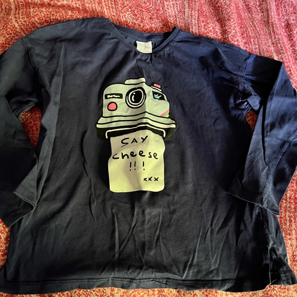 Zara kids girl Say Cheese Size 8 long sleeve cotton shirt